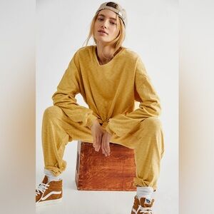 Free People Long Sleeve Top and Pants Cotton Set